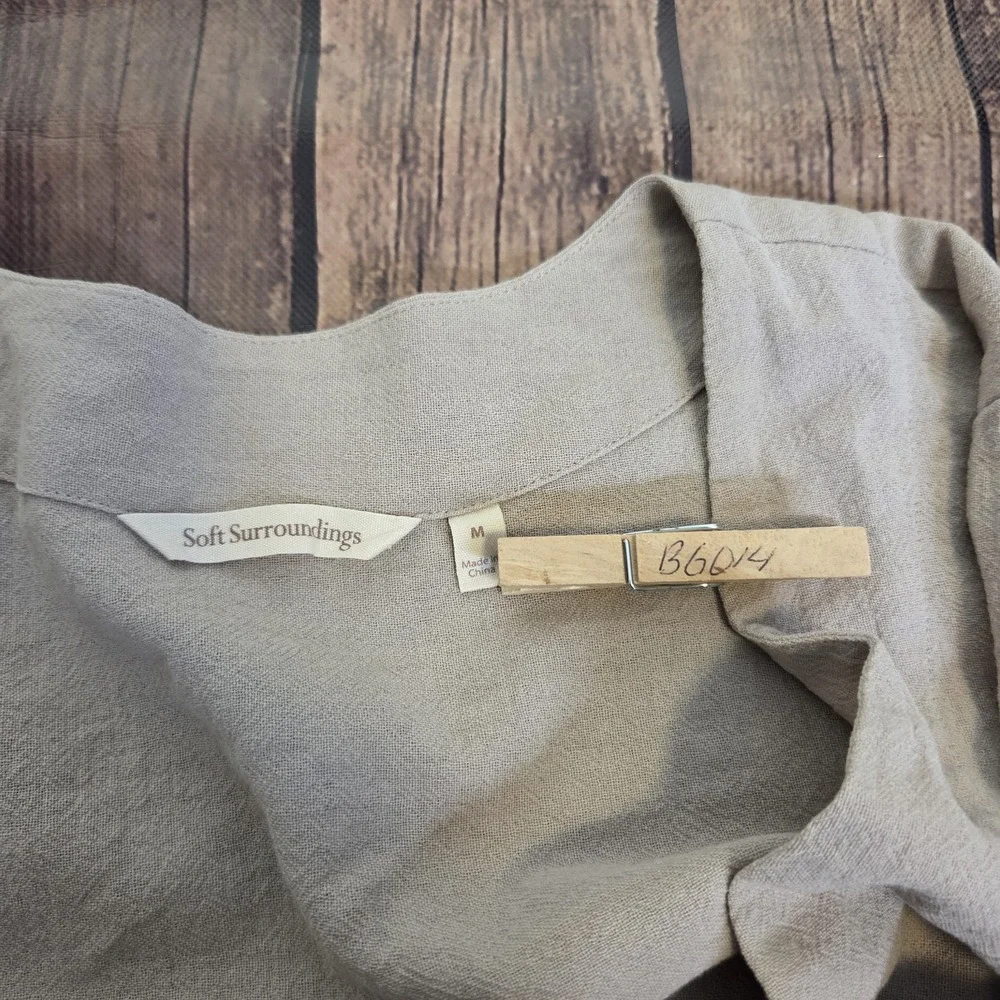 Soft‎ Surroundings Cardigan Womens M Light Peach Open Front Long Sleeve